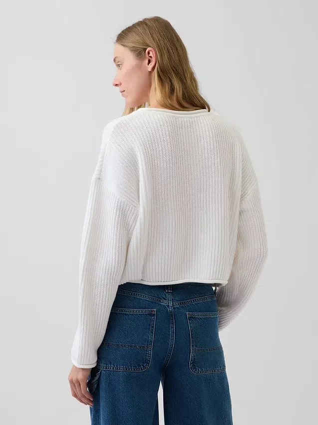 100 % Baumwolle, übergroßer „Americana“-Crop-Pullover