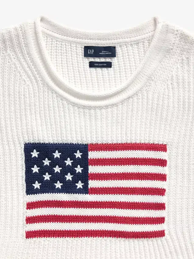 100 % Baumwolle, übergroßer „Americana“-Crop-Pullover