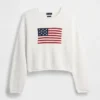 100 % Baumwolle, übergroßer „Americana“-Crop-Pullover