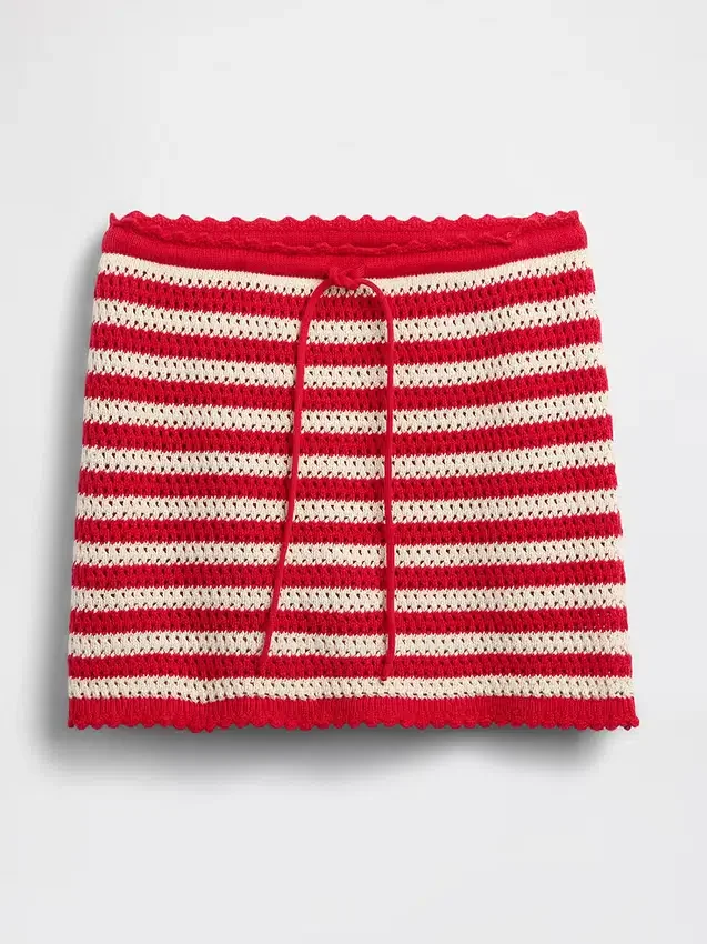 100 % Baumwolle, gehäkelter, leicht anzuziehender Mini-Skort