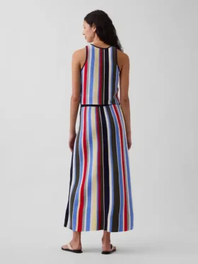 100 % Baumwolle, gestreift, bequemer Maxi-Pullover-Rock