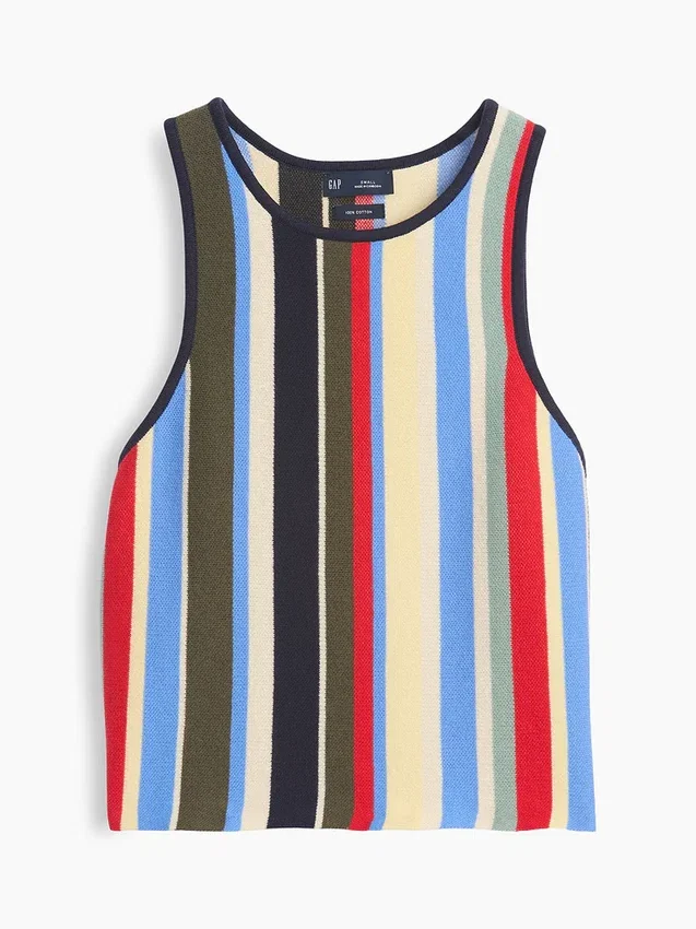 100 % Baumwolle – Gestreiftes Neckholder-Pullover-Tanktop