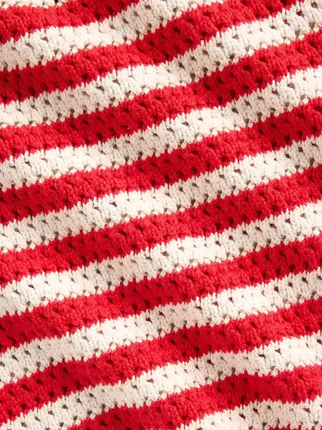 100 % Baumwolle – Kurzer Pullover im Häkel-Look
