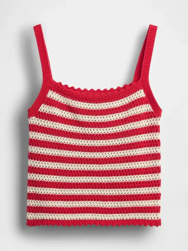 100 % Baumwolle – Kurzer Pullover im Häkel-Look
