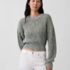 100 % Baumwolle – Kurzer Pullover mit Fässchenärmeln