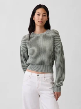 100 % Baumwolle – Kurzer Pullover mit Fässchenärmeln