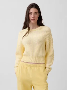 100 % Baumwolle – Kurzer Pullover mit Fässchenärmeln