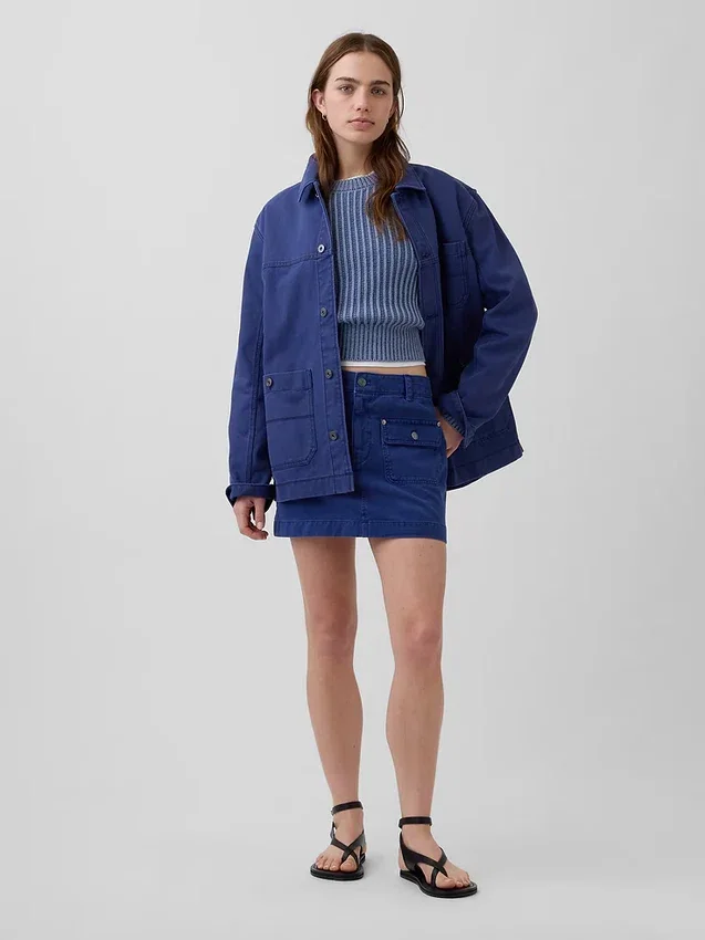 100 % Baumwolle – Kurzer Pullover mit Fässchenärmeln