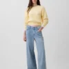 100 % Baumwolle – Kurzer Pullover mit Fässchenärmeln