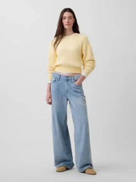 100 % Baumwolle – Kurzer Pullover mit Fässchenärmeln