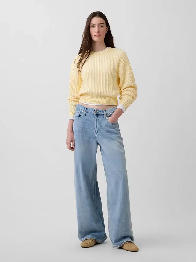 100 % Baumwolle – Kurzer Pullover mit Fässchenärmeln