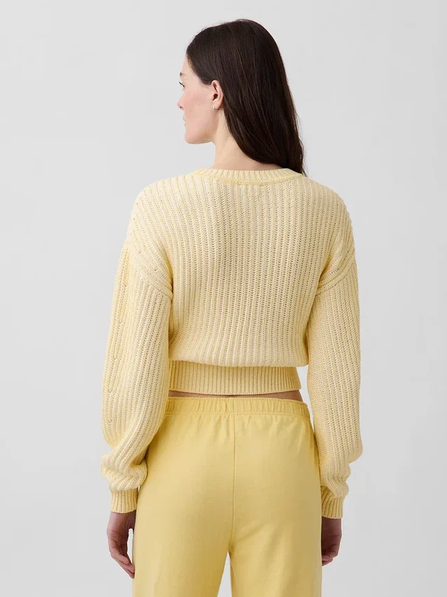100 % Baumwolle – Kurzer Pullover mit Fässchenärmeln