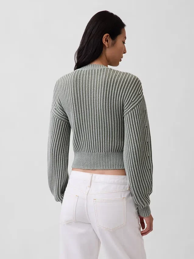 100 % Baumwolle – Kurzer Pullover mit Fässchenärmeln