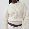 100 % Baumwolle – Kurzer Pullover mit Fässchenärmeln