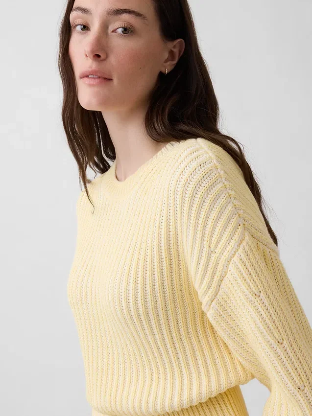 100 % Baumwolle – Kurzer Pullover mit Fässchenärmeln