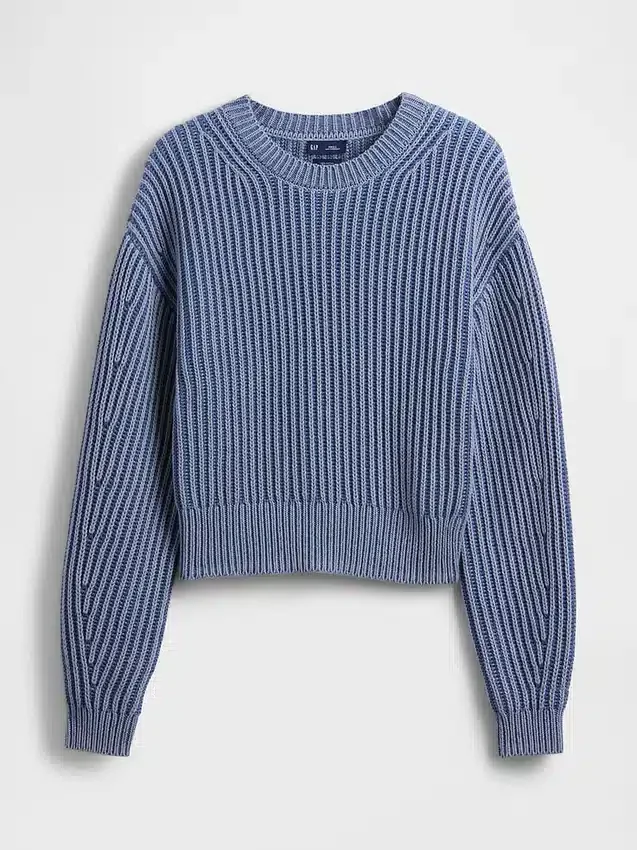 100 % Baumwolle – Kurzer Pullover mit Fässchenärmeln
