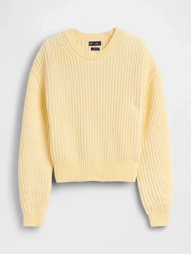 100 % Baumwolle – Kurzer Pullover mit Fässchenärmeln