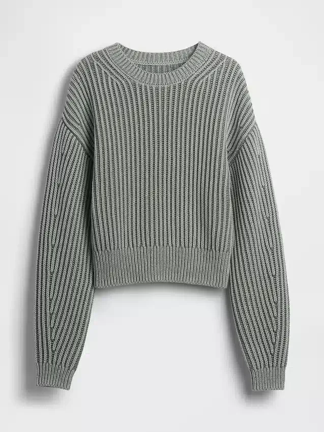 100 % Baumwolle – Kurzer Pullover mit Fässchenärmeln