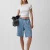 11" Mid-Rise-Jeansshorts mit weichen Streifen und langem Bein