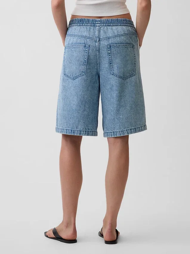 11" Mid-Rise-Jeansshorts mit weichen Streifen und langem Bein