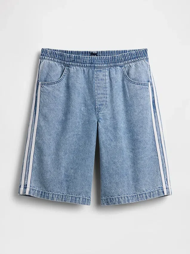 11" Mid-Rise-Jeansshorts mit weichen Streifen und langem Bein