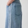 11" Mid-Rise-Jeansshorts mit weichen Streifen und langem Bein