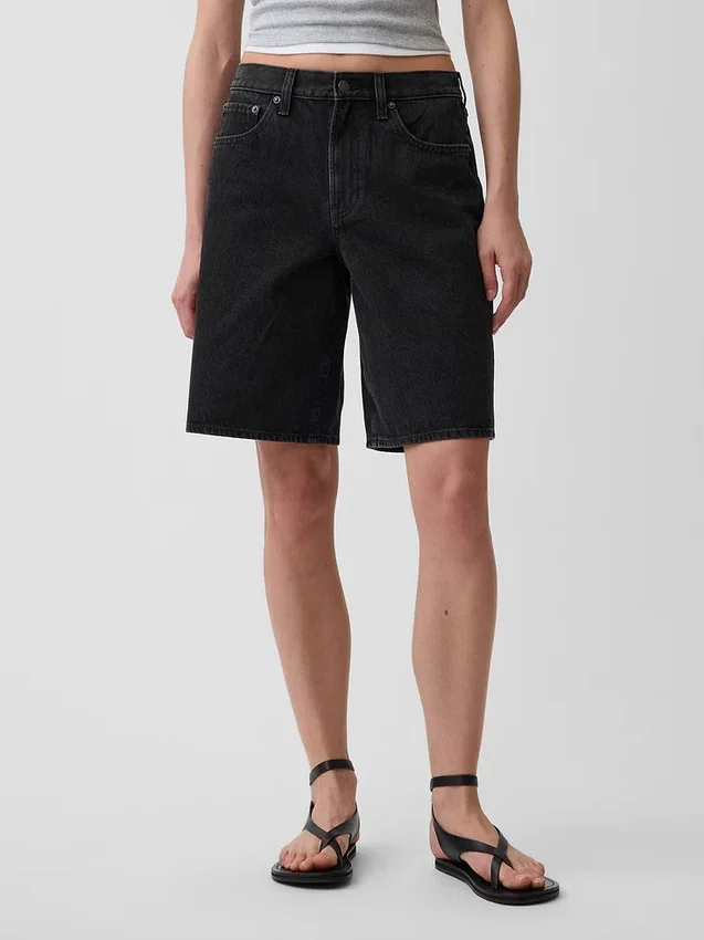 11" Mid-Rise-Longline-Jeansshorts