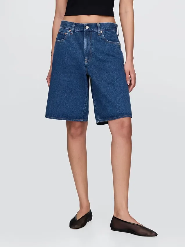 11" Mid-Rise-Longline-Jeansshorts