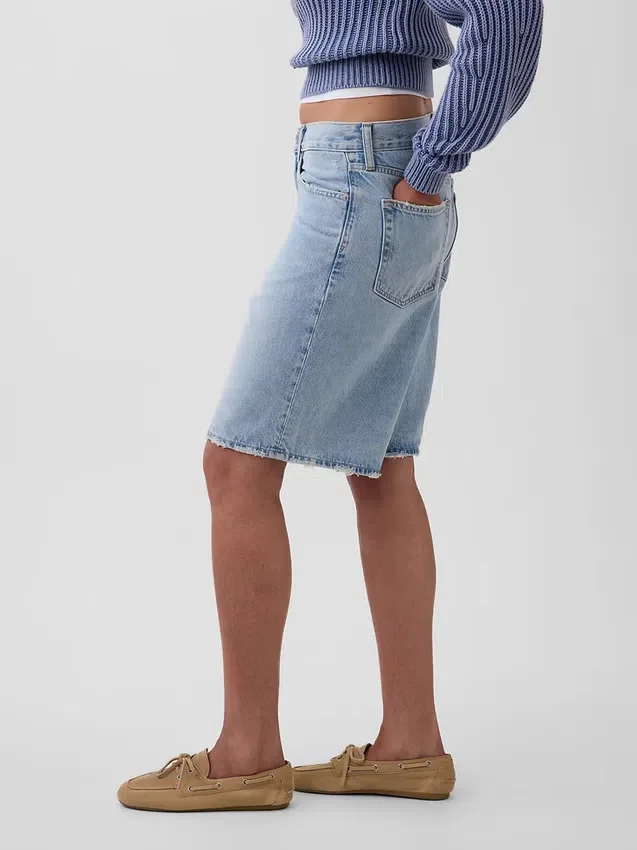 11" Mid-Rise-Longline-Jeansshorts