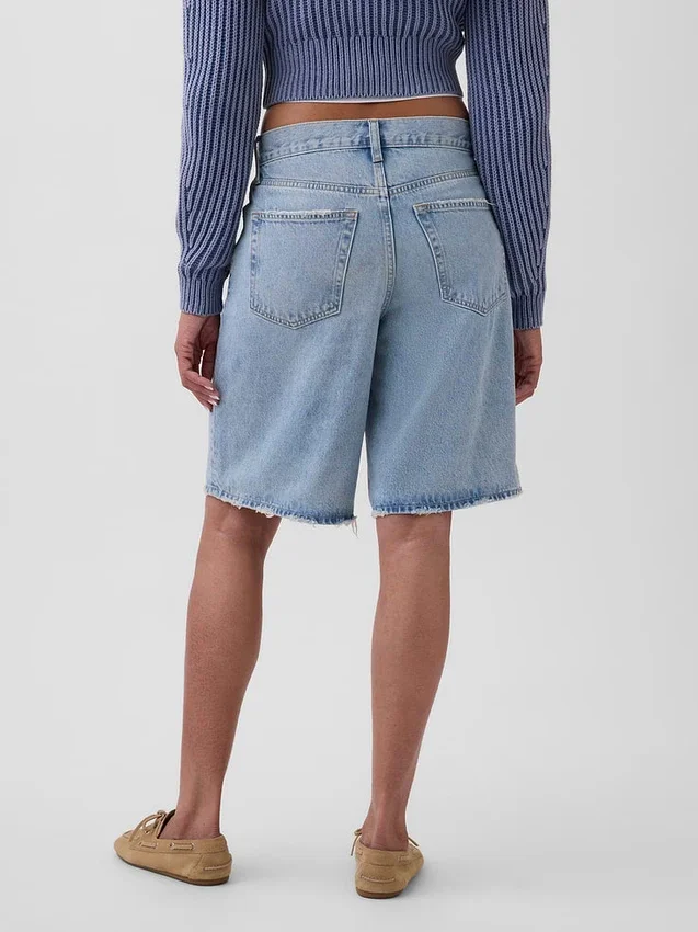 11" Mid-Rise-Longline-Jeansshorts