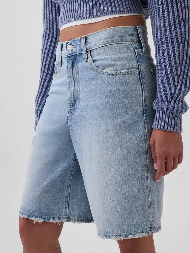 11" Mid-Rise-Longline-Jeansshorts