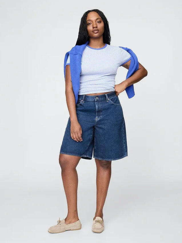 11" Mid-Rise-Longline-Jeansshorts