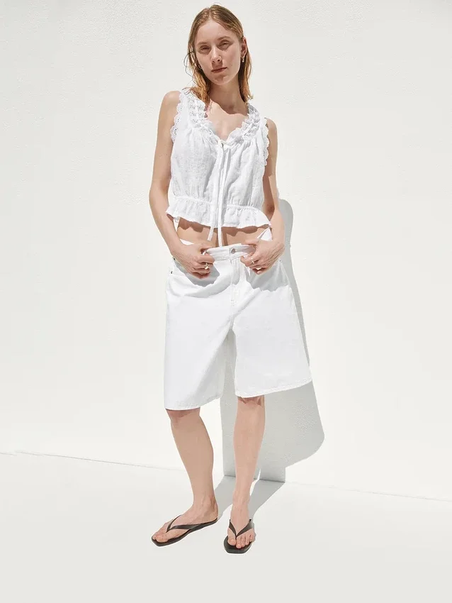 11" Mid-Rise-Longline-Jeansshorts