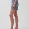 3,5" hohe Gingham-Jeans-Shorts in lockerer, gerader Passform