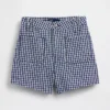 3,5" hohe Gingham-Jeans-Shorts in lockerer, gerader Passform