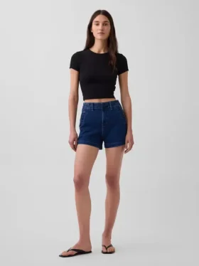 3,5" hohe, locker sitzende, gerade geschnittene Jeansshorts im Matrosen-Stil