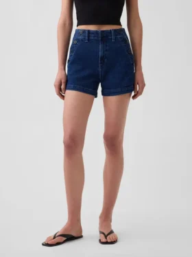 3,5″ hohe, locker sitzende, gerade geschnittene Jeansshorts im Matrosen-Stil