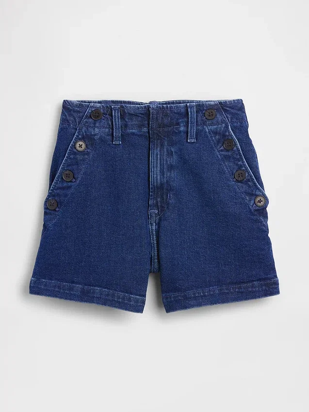 3,5" hohe, locker sitzende, gerade geschnittene Jeansshorts im Matrosen-Stil