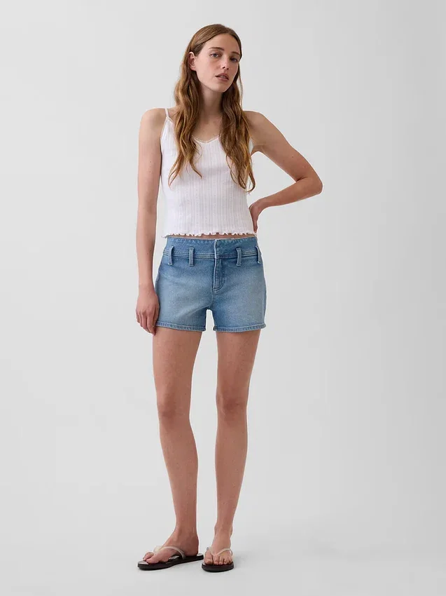 3" Denim-Shorts mit niedriger Leibhöhe
