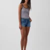 3" Denim-Shorts mit niedriger Leibhöhe und Schnürung