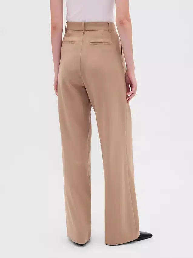 365 Hoch taillierte, plissierte Hose aus gebürstetem Twill