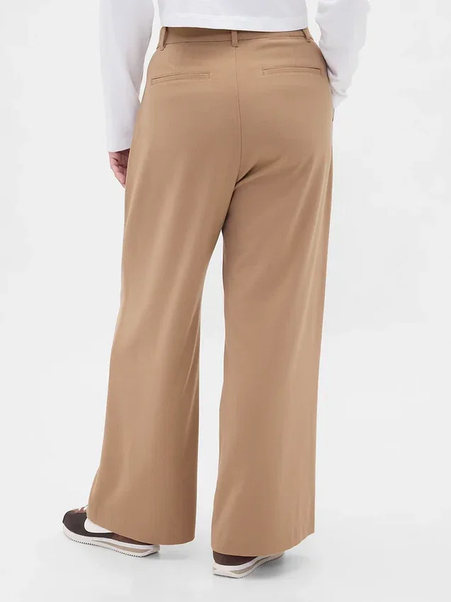365 Hoch taillierte, plissierte Hose aus gebürstetem Twill