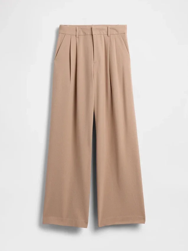 365 Hoch taillierte, plissierte Hose aus gebürstetem Twill