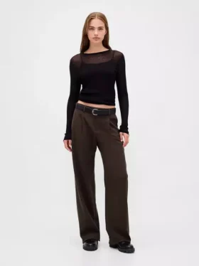 365 Low-Rise-Hose aus gebürstetem Twill mit Falten