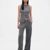 365 Low-Rise-Hose aus gebürstetem Twill mit Falten