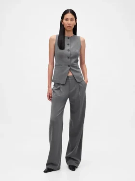 365 Low-Rise-Hose aus gebürstetem Twill mit Falten