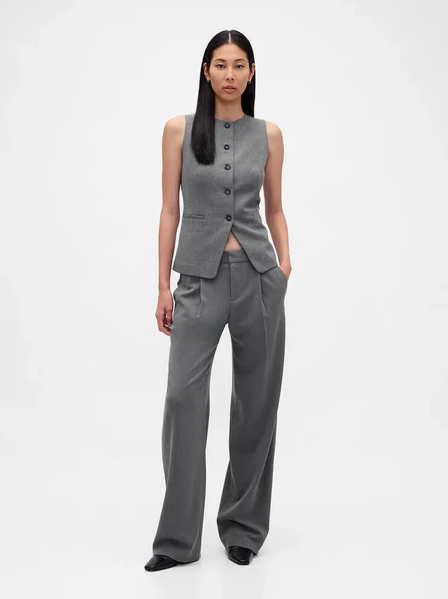 365 Low-Rise-Hose aus gebürstetem Twill mit Falten