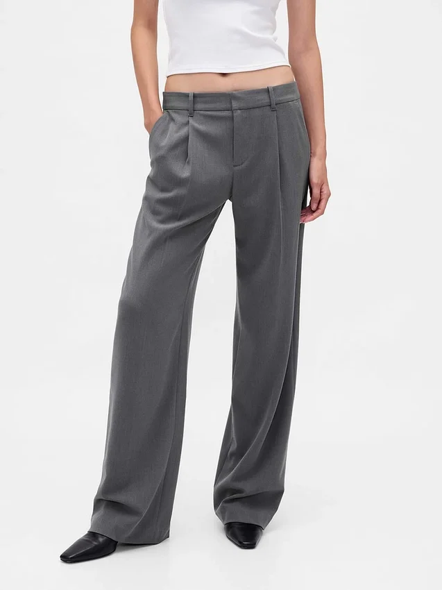 365 Low-Rise-Hose aus gebürstetem Twill mit Falten