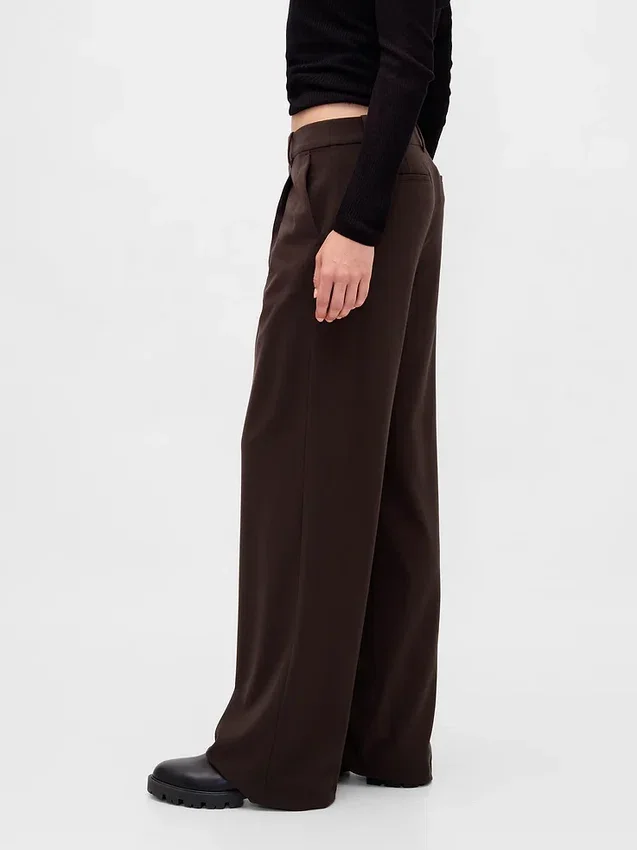 365 Low-Rise-Hose aus gebürstetem Twill mit Falten