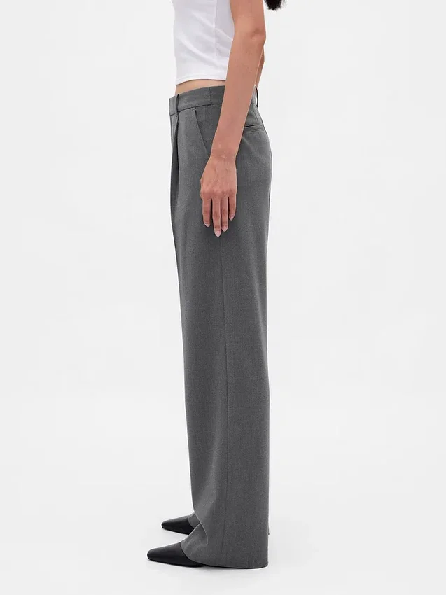 365 Low-Rise-Hose aus gebürstetem Twill mit Falten
